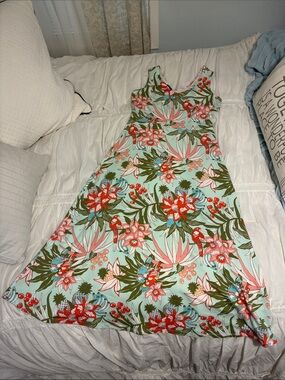 Talbots Petite Floral Maxi Dress in Mint, Olive & Coral